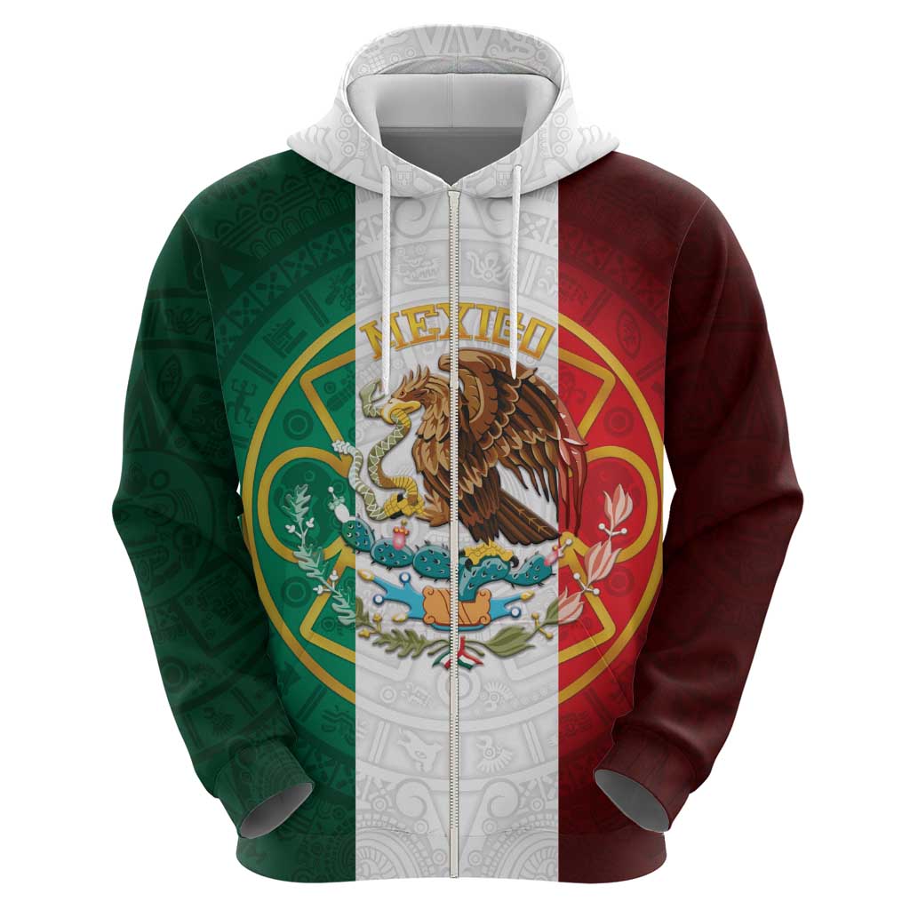 Mexico Aztec Zip Hoodie Flag Style