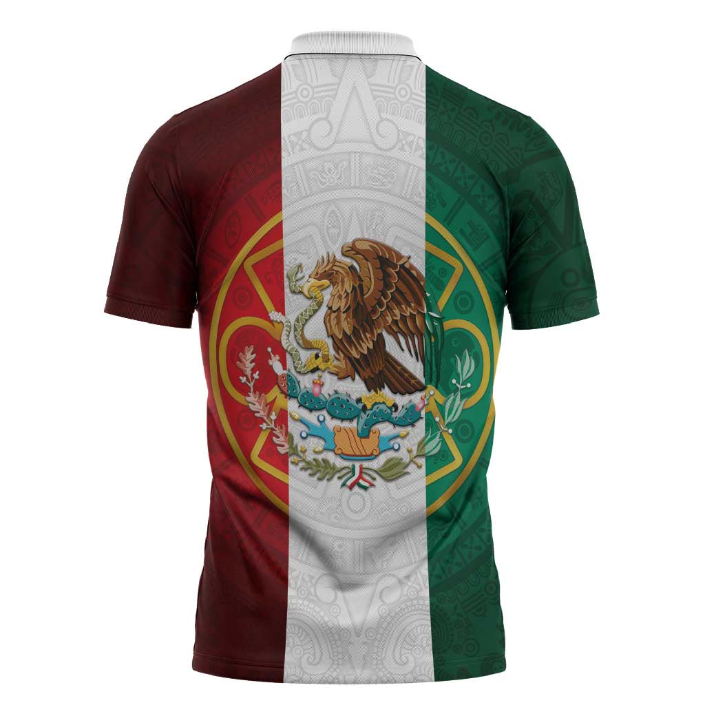 Mexico Aztec Zipper Polo Shirt Flag Style