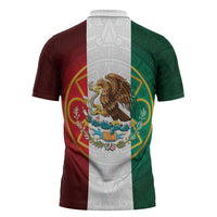 Mexico Aztec Zipper Polo Shirt Flag Style