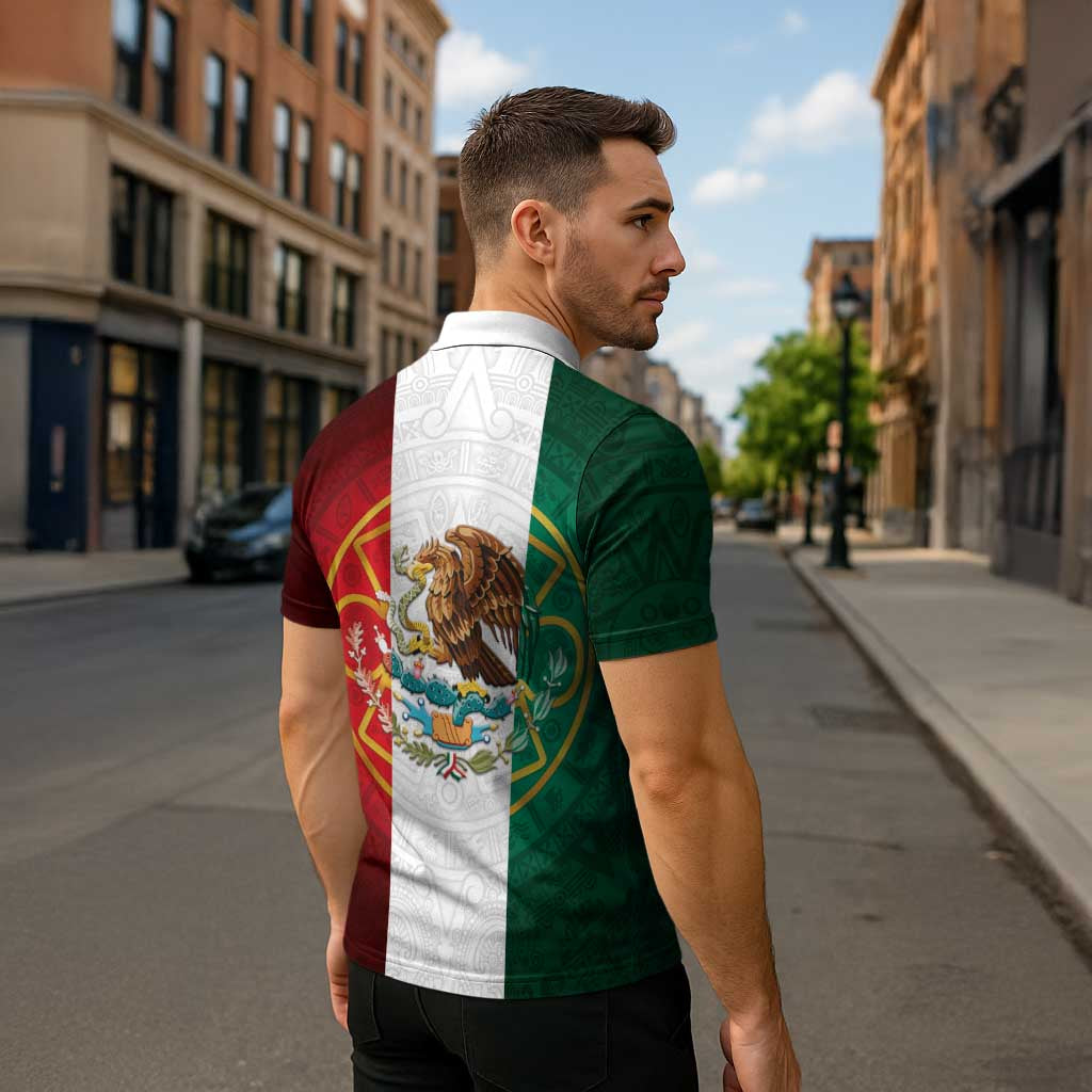 Mexico Aztec Zipper Polo Shirt Flag Style