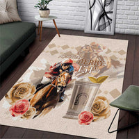 Kentucky 151st Anniversary Horse Racing Area Rug Mint Julep Beige Version LT05