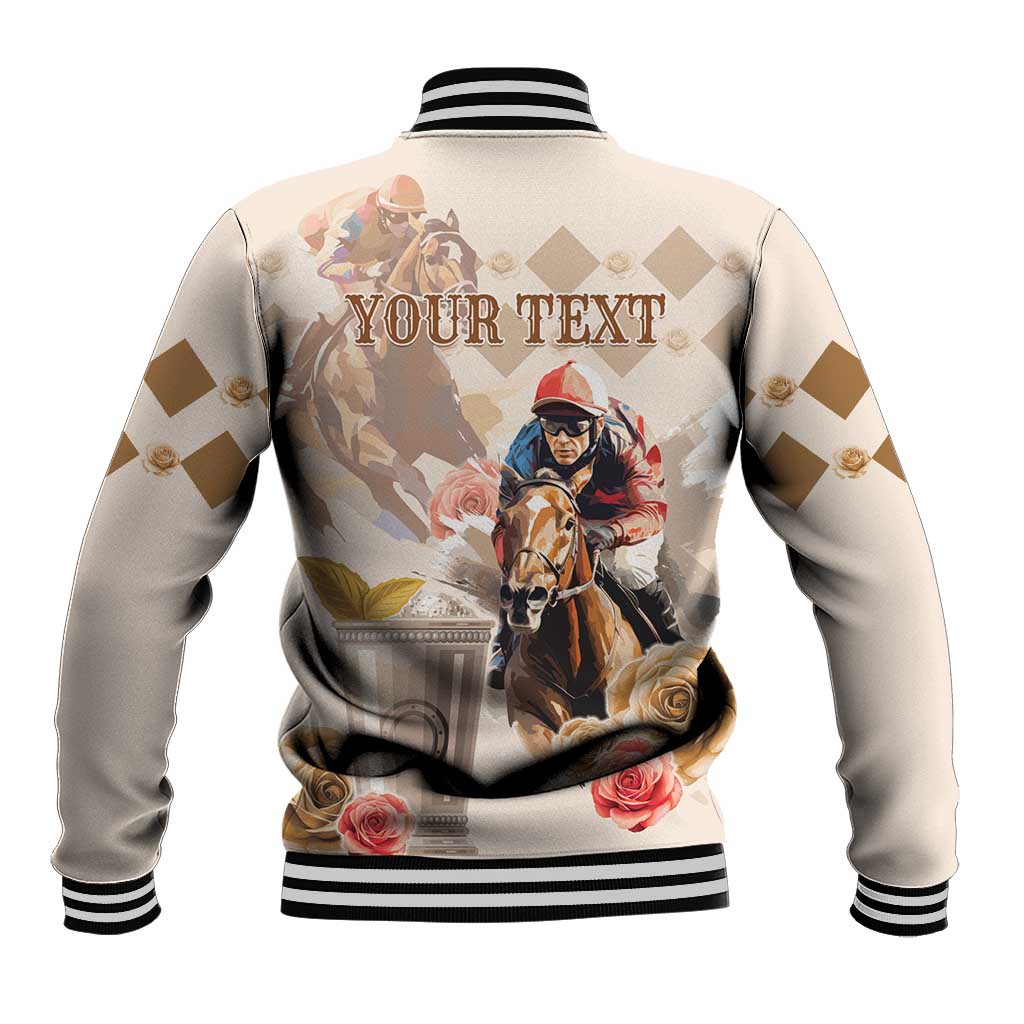 Personalized Kentucky 151st Anniversary Horse Racing Baseball Jacket Mint Julep Beige Version LT05