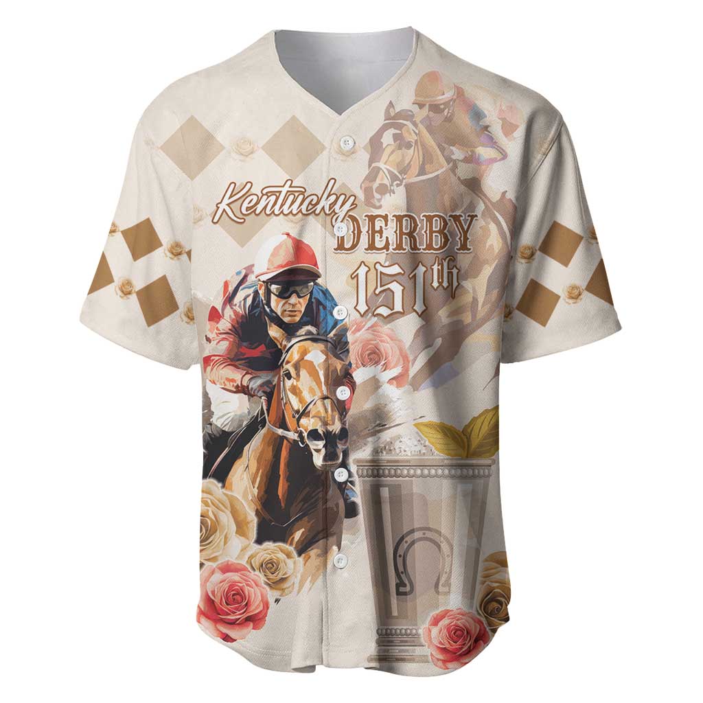 Personalized Kentucky 151st Anniversary Horse Racing Baseball Jersey Mint Julep Beige Version LT05
