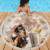 Kentucky 151st Anniversary Horse Racing Beach Blanket Mint Julep Beige Version LT05