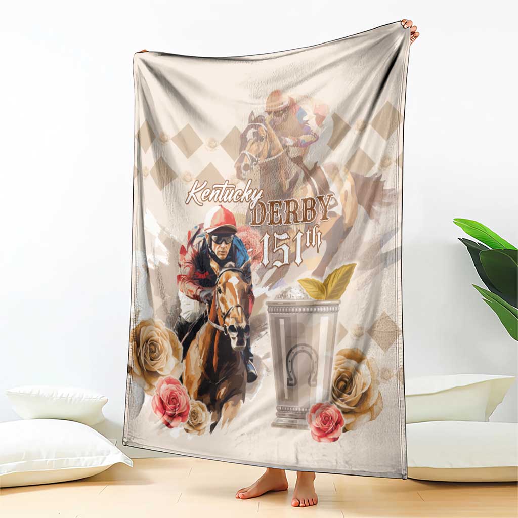 Kentucky 151st Anniversary Horse Racing Blanket Mint Julep Beige Version LT05
