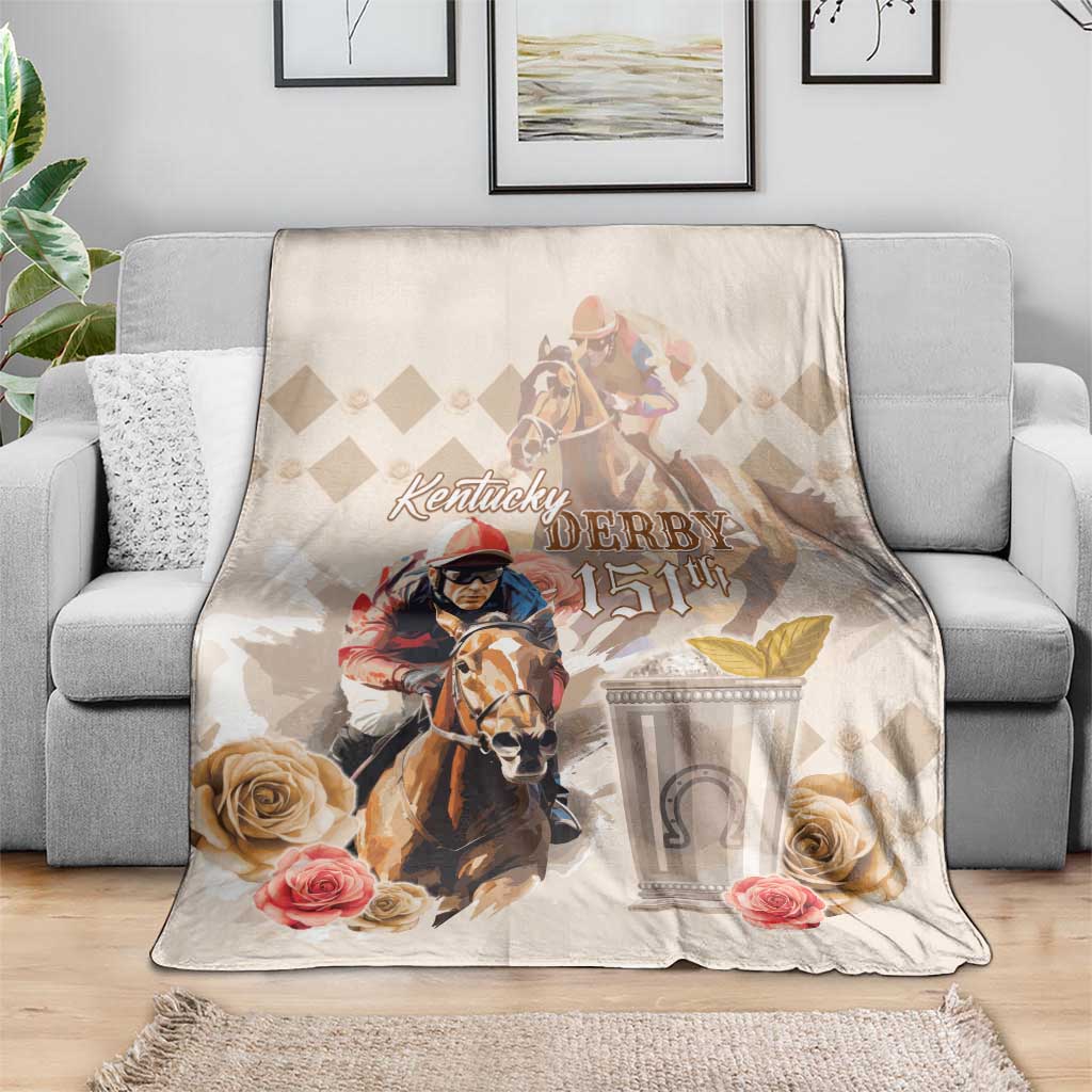 Kentucky 151st Anniversary Horse Racing Blanket Mint Julep Beige Version LT05