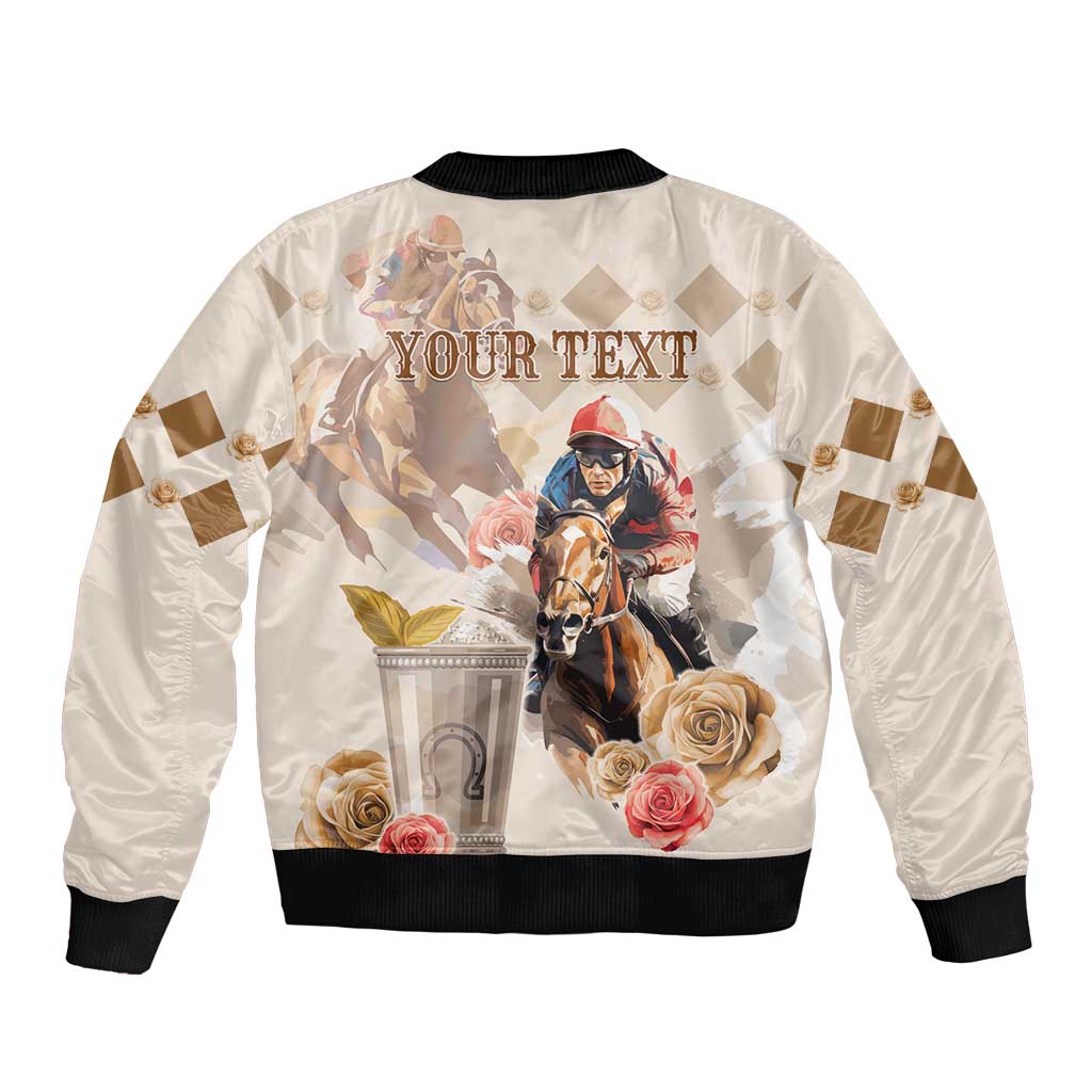 Personalized Kentucky 151st Anniversary Horse Racing Bomber Jacket Mint Julep Beige Version LT05