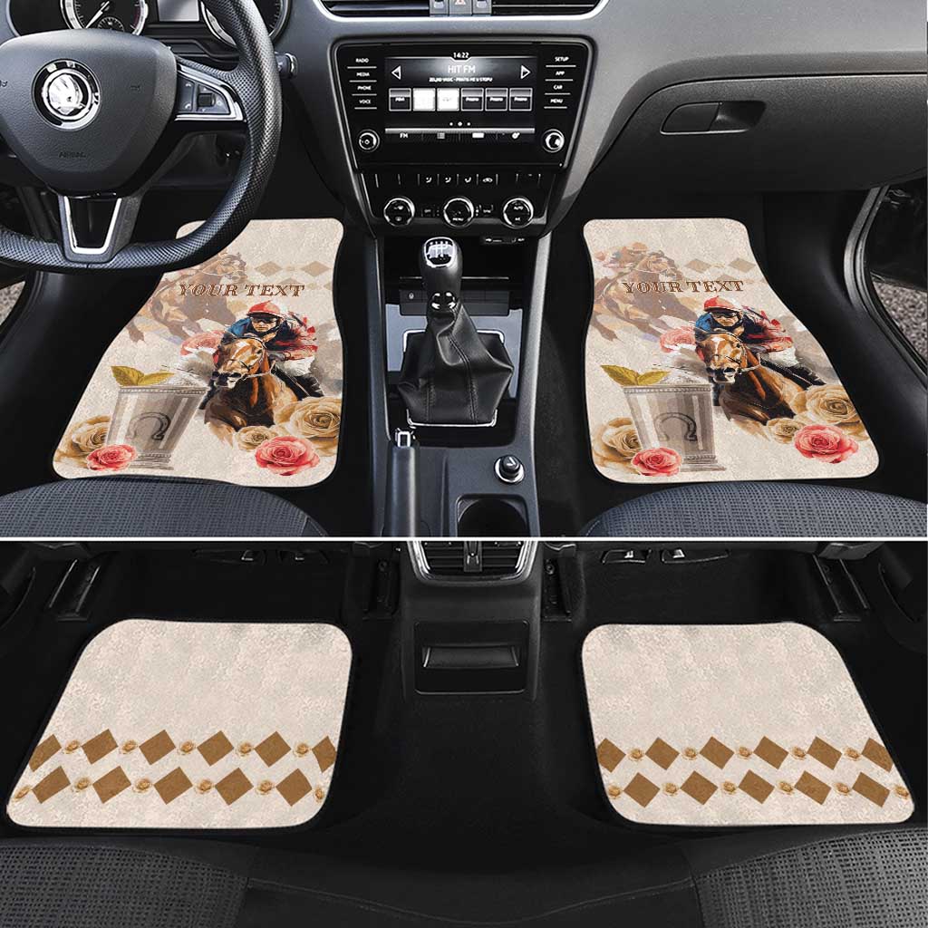 Personalized Kentucky 151st Anniversary Horse Racing Car Mats Mint Julep Beige Version LT05