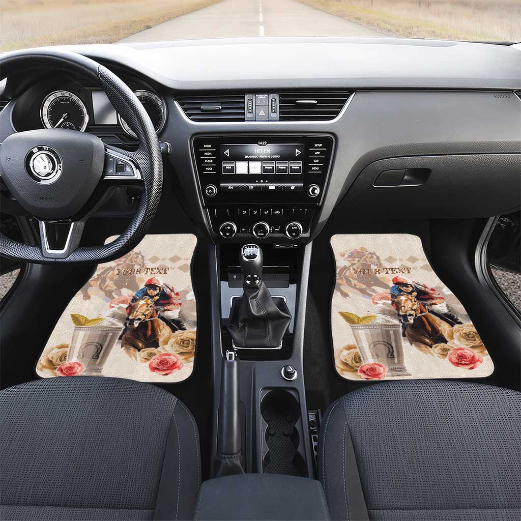 Personalized Kentucky 151st Anniversary Horse Racing Car Mats Mint Julep Beige Version LT05