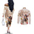 Personalized Kentucky 151st Anniversary Horse Racing Couples Matching Off The Shoulder Long Sleeve Dress and Long Sleeve Button Shirt Mint Julep Beige Version LT05