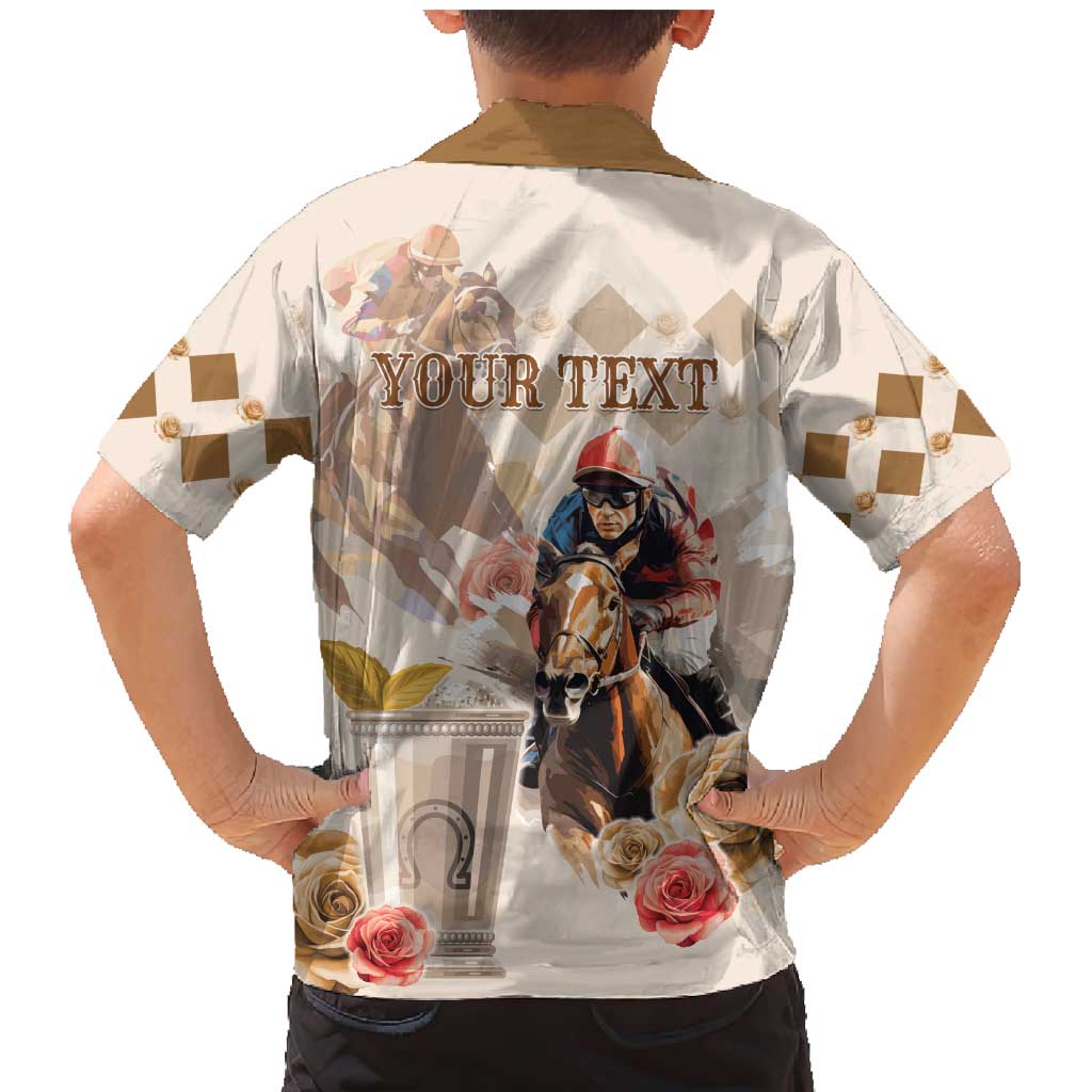 Personalized Kentucky 151st Anniversary Horse Racing Family Matching Mermaid Dress and Hawaiian Shirt Mint Julep Beige Version LT05