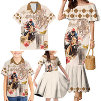 Personalized Kentucky 151st Anniversary Horse Racing Family Matching Mermaid Dress and Hawaiian Shirt Mint Julep Beige Version LT05