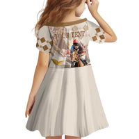 Personalized Kentucky 151st Anniversary Horse Racing Family Matching Off Shoulder Short Dress and Hawaiian Shirt Mint Julep Beige Version LT05