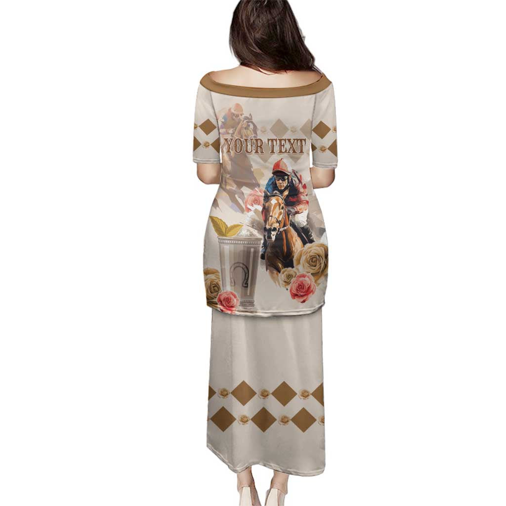 Personalized Kentucky 151st Anniversary Horse Racing Family Matching Puletasi and Hawaiian Shirt Mint Julep Beige Version LT05