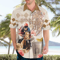 Personalized Kentucky 151st Anniversary Horse Racing Hawaiian Shirt Mint Julep Beige Version LT05