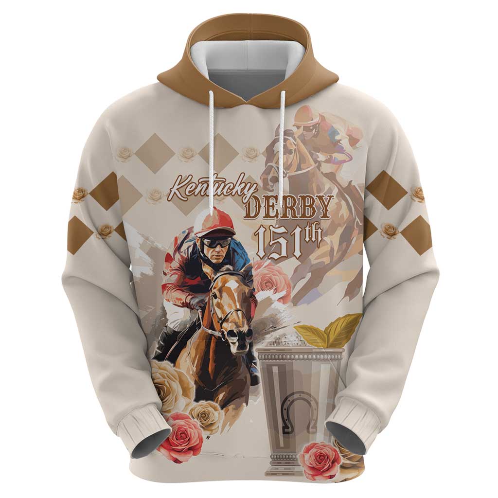 Personalized Kentucky 151st Anniversary Horse Racing Hoodie Mint Julep Beige Version LT05