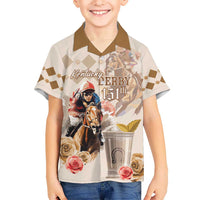 Personalized Kentucky 151st Anniversary Horse Racing Kid Hawaiian Shirt Mint Julep Beige Version LT05