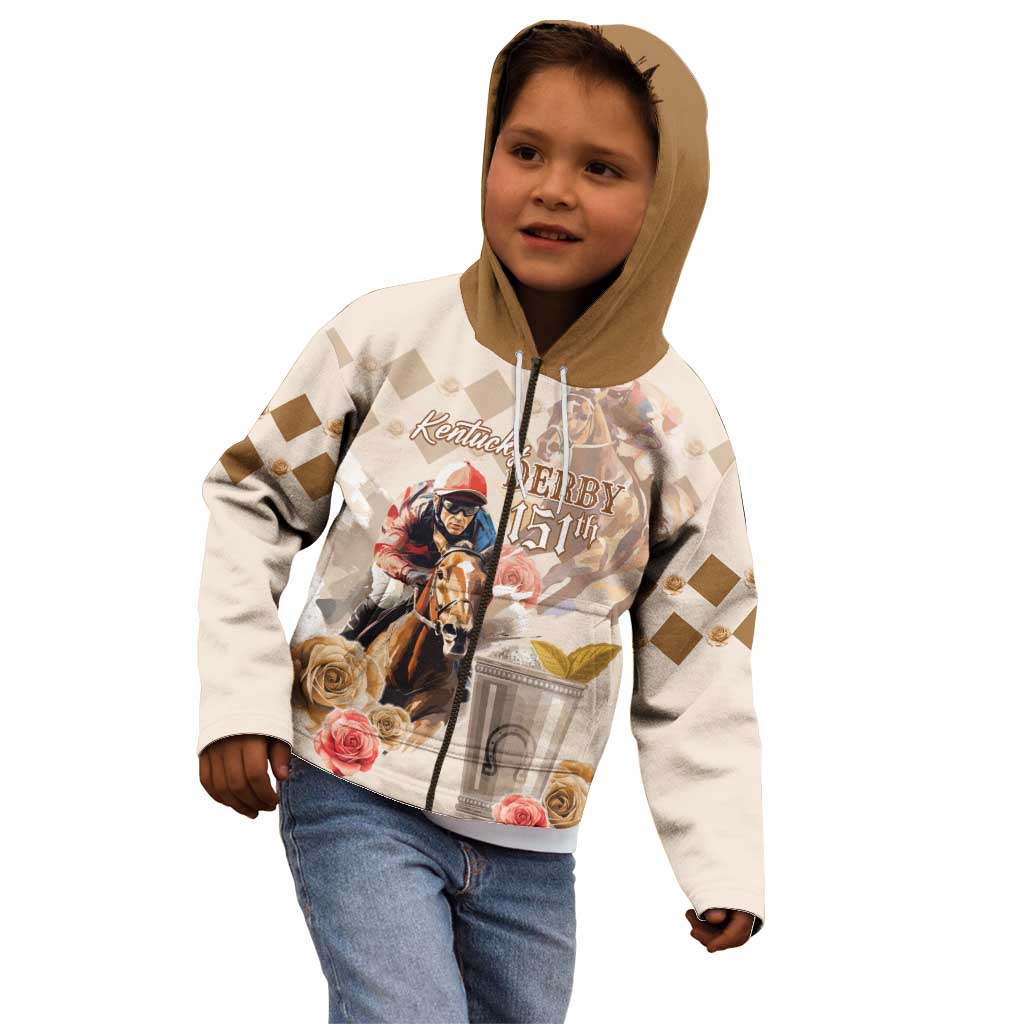 Personalized Kentucky 151st Anniversary Horse Racing Kid Hoodie Mint Julep Beige Version LT05