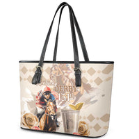 Kentucky 151st Anniversary Horse Racing Leather Tote Bag Mint Julep Beige Version LT05