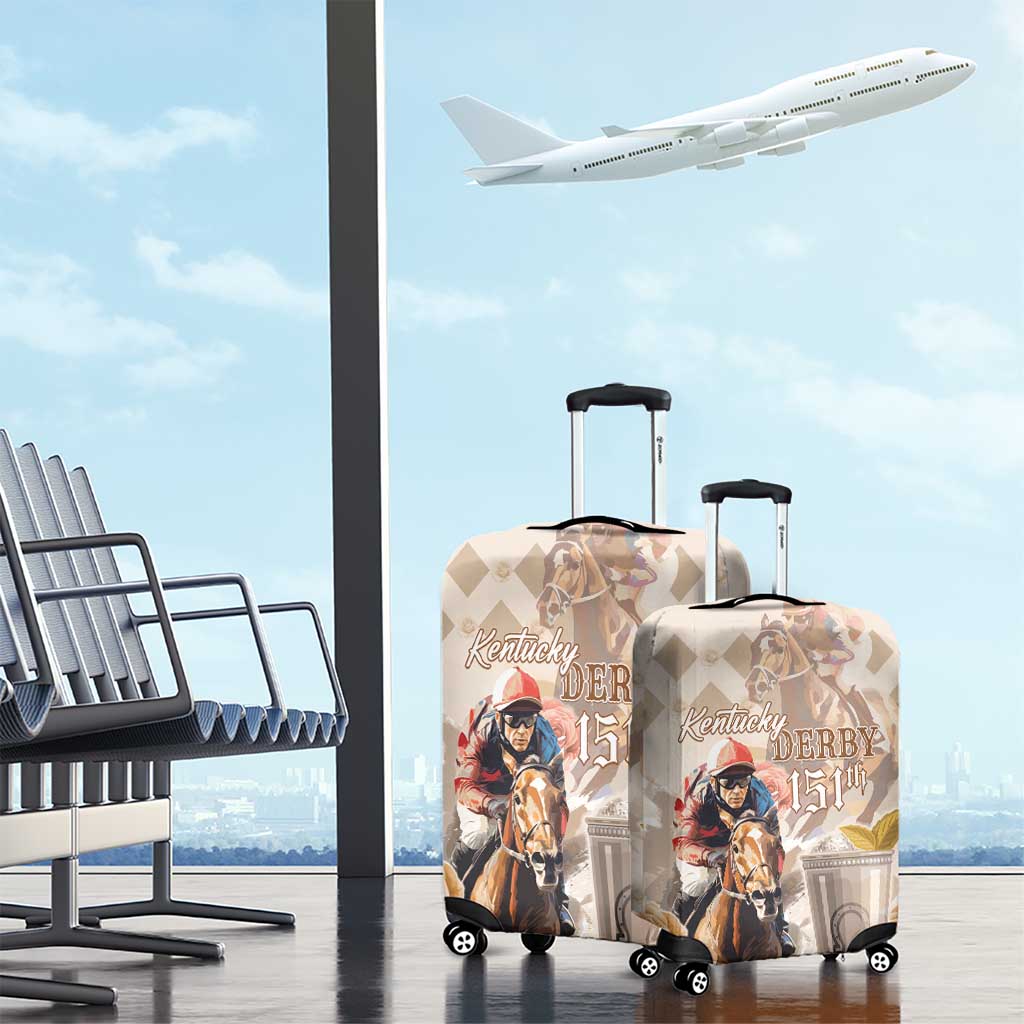 Kentucky 151st Anniversary Horse Racing Luggage Cover Mint Julep Beige Version LT05