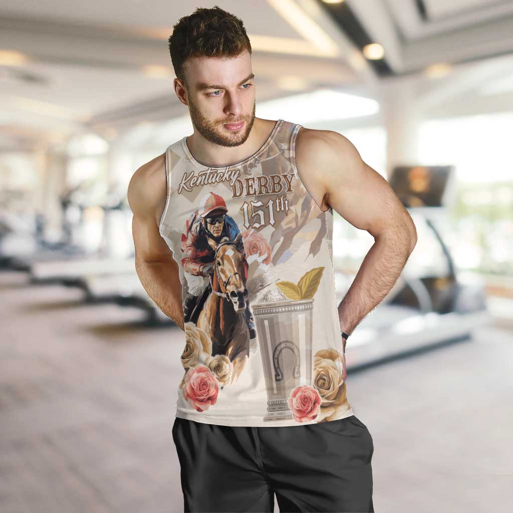 Personalized Kentucky 151st Anniversary Horse Racing Men Tank Top Mint Julep Beige Version LT05