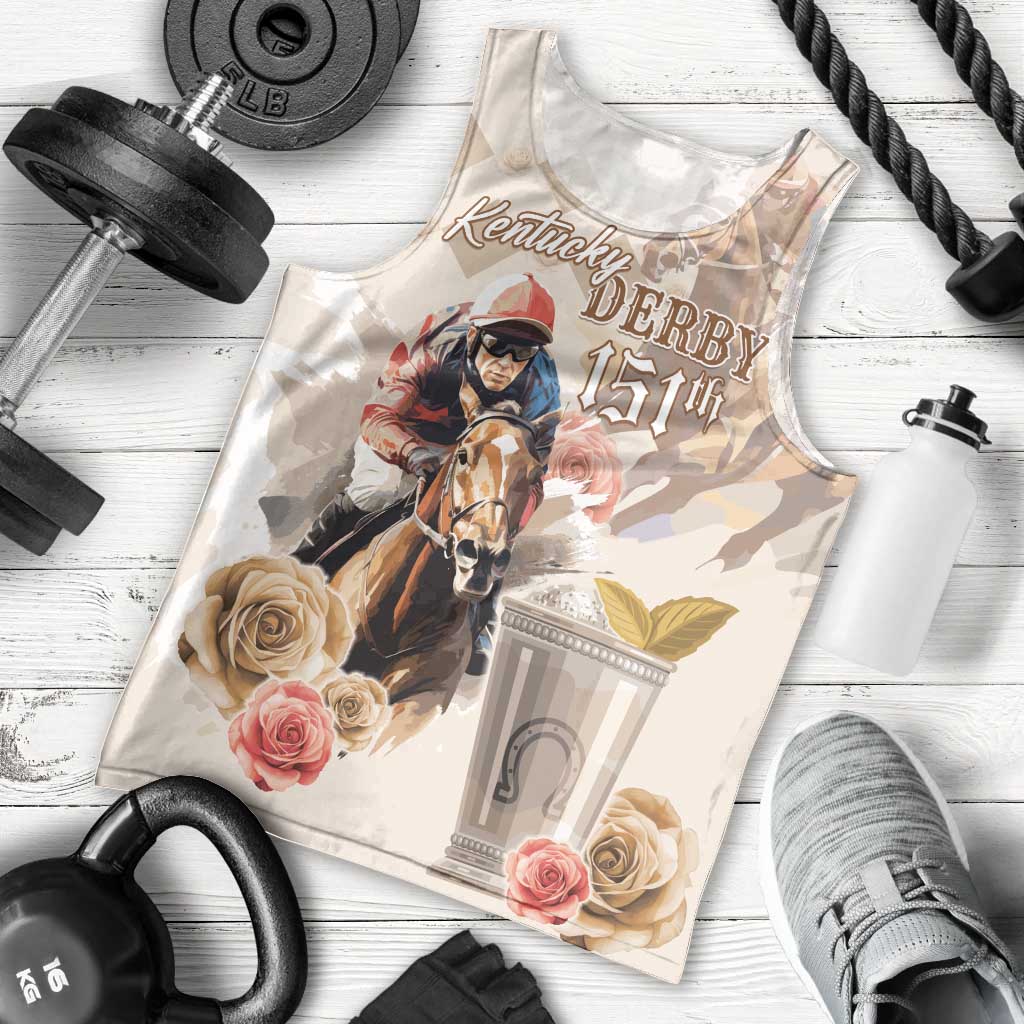 Personalized Kentucky 151st Anniversary Horse Racing Men Tank Top Mint Julep Beige Version LT05