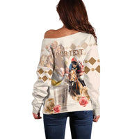 Personalized Kentucky 151st Anniversary Horse Racing Off Shoulder Sweater Mint Julep Beige Version LT05