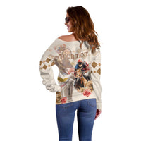 Personalized Kentucky 151st Anniversary Horse Racing Off Shoulder Sweater Mint Julep Beige Version LT05