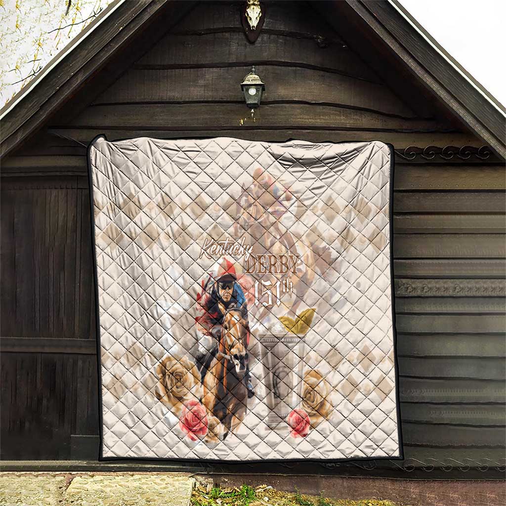 Kentucky 151st Anniversary Horse Racing Quilt Mint Julep Beige Version LT05