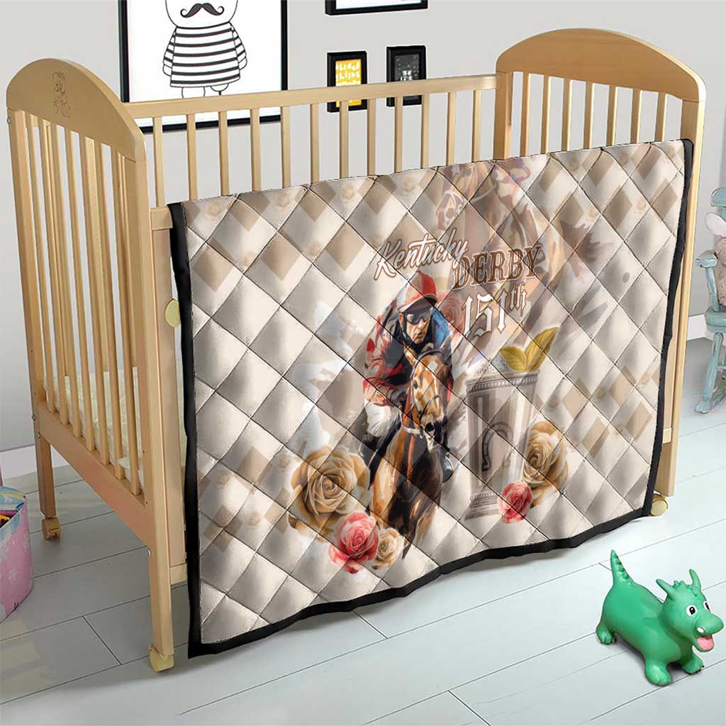 Kentucky 151st Anniversary Horse Racing Quilt Mint Julep Beige Version LT05