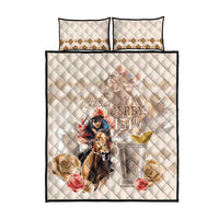 Kentucky 151st Anniversary Horse Racing Quilt Bed Set Mint Julep Beige Version LT05