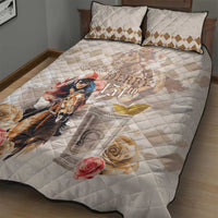 Kentucky 151st Anniversary Horse Racing Quilt Bed Set Mint Julep Beige Version LT05