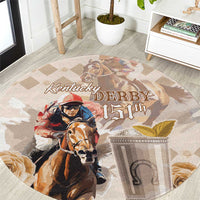 Kentucky 151st Anniversary Horse Racing Round Carpet Mint Julep Beige Version LT05