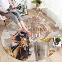 Kentucky 151st Anniversary Horse Racing Round Carpet Mint Julep Beige Version LT05