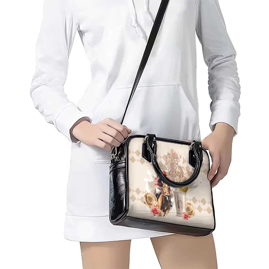 Kentucky 151st Anniversary Horse Racing Shoulder Handbag Mint Julep Beige Version LT05