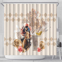 Kentucky 151st Anniversary Horse Racing Shower Curtain Mint Julep Beige Version LT05