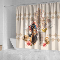 Kentucky 151st Anniversary Horse Racing Shower Curtain Mint Julep Beige Version LT05