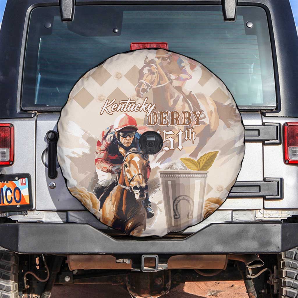 Kentucky 151st Anniversary Horse Racing Spare Tire Cover Mint Julep Beige Version LT05