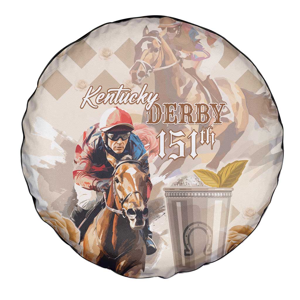 Kentucky 151st Anniversary Horse Racing Spare Tire Cover Mint Julep Beige Version LT05
