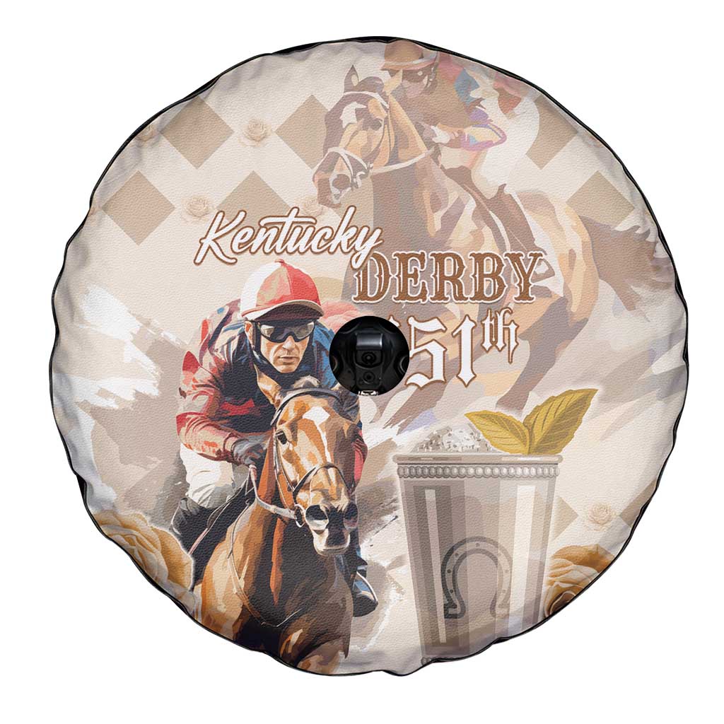 Kentucky 151st Anniversary Horse Racing Spare Tire Cover Mint Julep Beige Version LT05