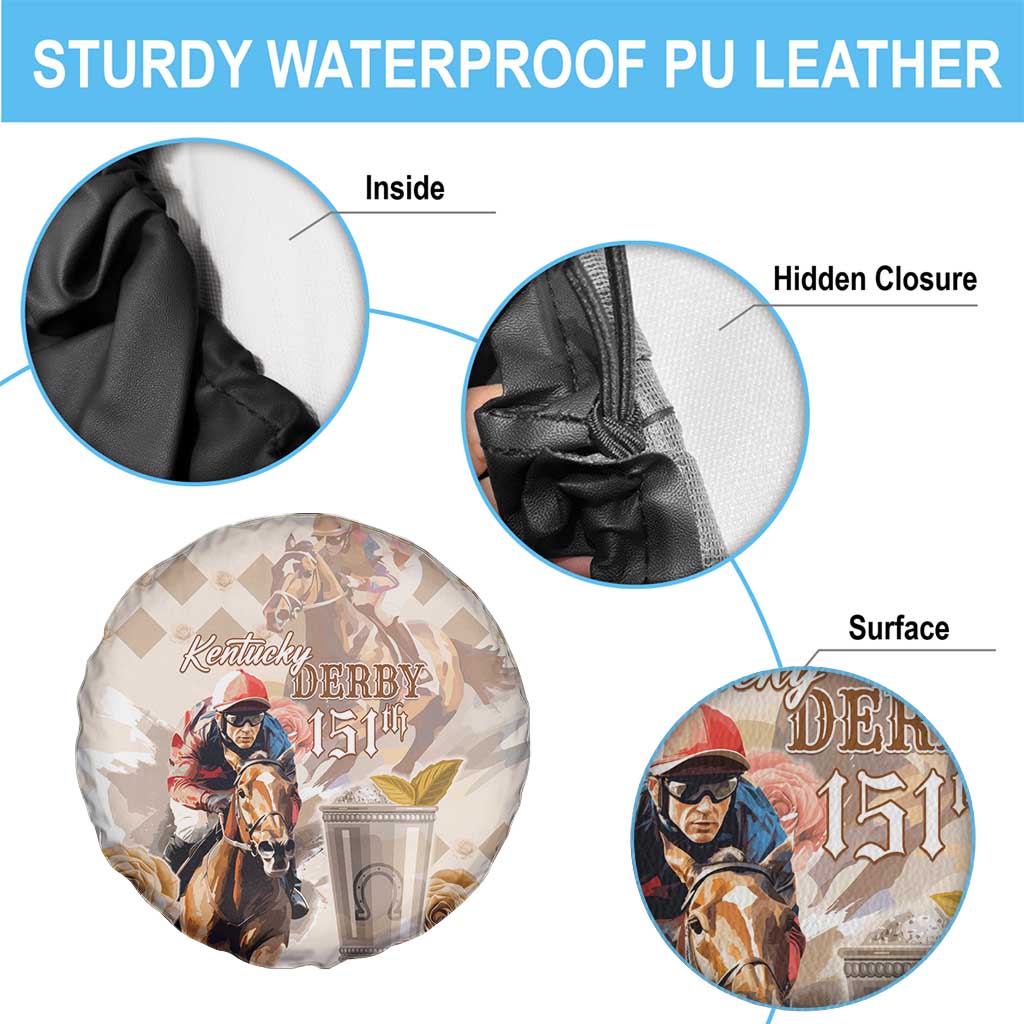 Kentucky 151st Anniversary Horse Racing Spare Tire Cover Mint Julep Beige Version LT05