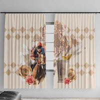 Kentucky 151st Anniversary Horse Racing Window Curtain Mint Julep Beige Version LT05
