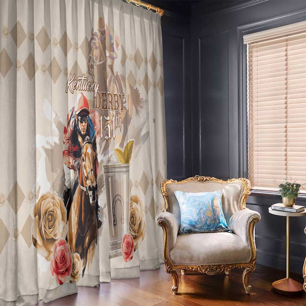 Kentucky 151st Anniversary Horse Racing Window Curtain Mint Julep Beige Version LT05
