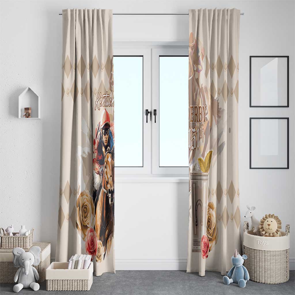 Kentucky 151st Anniversary Horse Racing Window Curtain Mint Julep Beige Version LT05