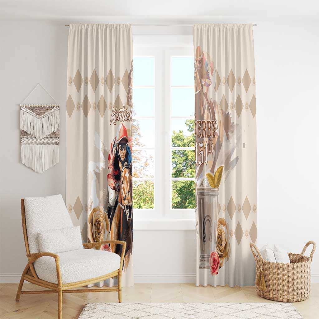 Kentucky 151st Anniversary Horse Racing Window Curtain Mint Julep Beige Version LT05