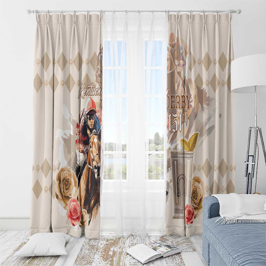 Kentucky 151st Anniversary Horse Racing Window Curtain Mint Julep Beige Version LT05