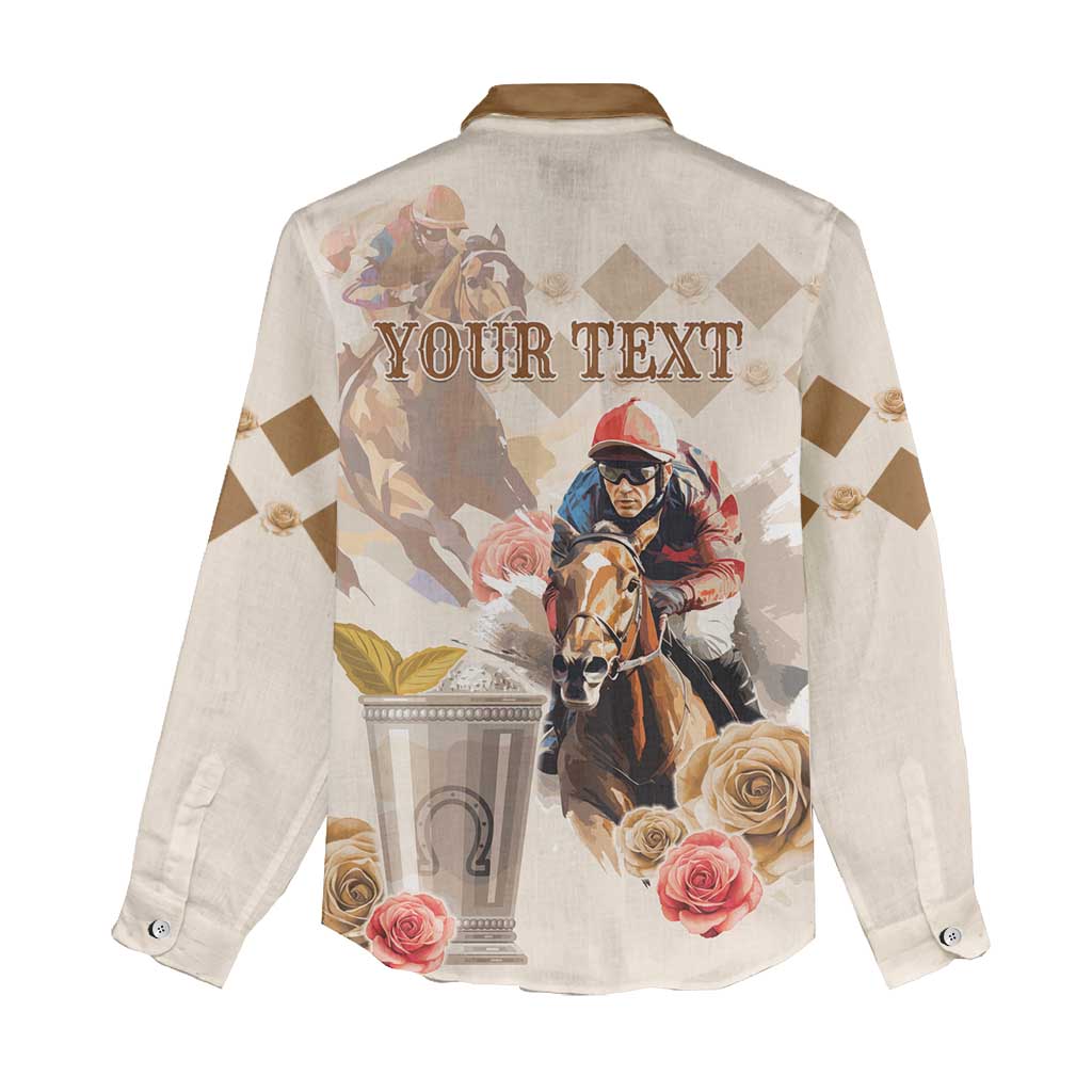 Personalized Kentucky 151st Anniversary Horse Racing Women Casual Shirt Mint Julep Beige Version LT05