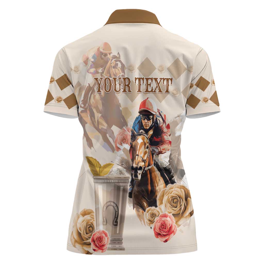 Personalized Kentucky 151st Anniversary Horse Racing Women Polo Shirt Mint Julep Beige Version LT05