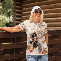 Personalized Kentucky 151st Anniversary Horse Racing Women Polo Shirt Mint Julep Beige Version LT05