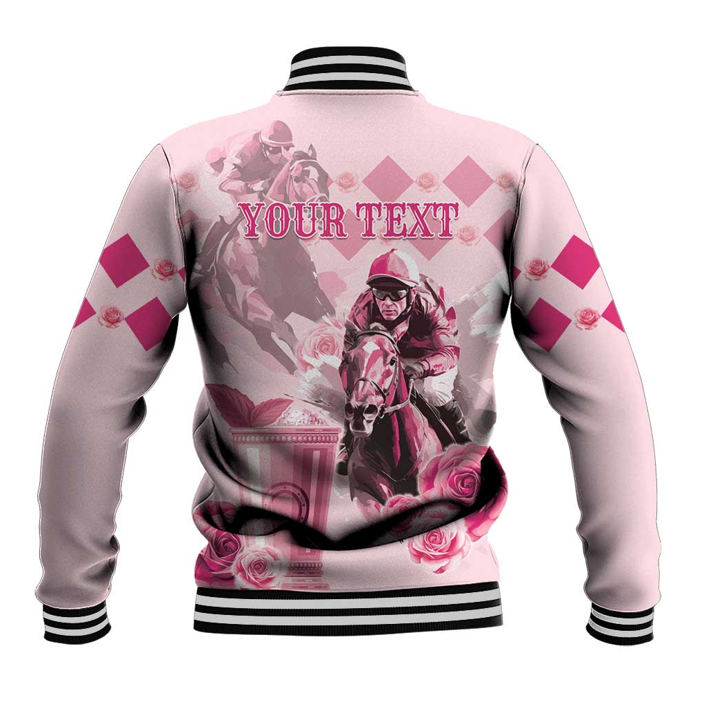 Personalized Kentucky Horse Racing Baseball Jacket 151st Anniversary Mint Julep Pink Version LT05